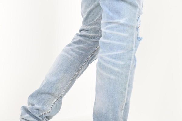 

men embroidery stretchy skinny distressed jeans black and lt indigo1, Blue