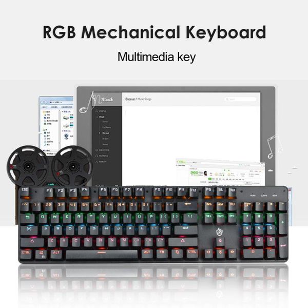 

rgb настольный ноутбук механическая игровая клавиатура 104 ключей usb wired blue switch professional ultra-slim mechanical клавиатура