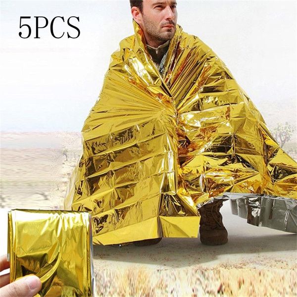 

outdoor emergency solar blanket survival safety insulating mylar thermal heat camping survival tools double sided blanket