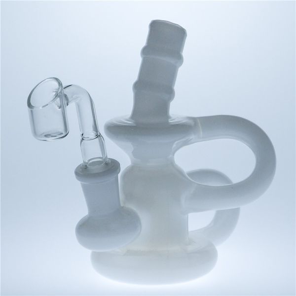 Bongs de base de bóia de jade branco Recycler Dab Rig Glass Water Bong Fumar Hookah 14mm Joint Banger Glass Bong Cheap Glass Water Bongs