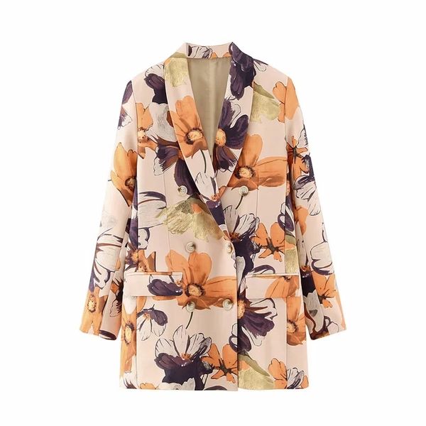 

2021 new vintage chic floral blazers fall fashion elegant ladies thin long women's casual jacket suit pretty girls 78pd, White;black