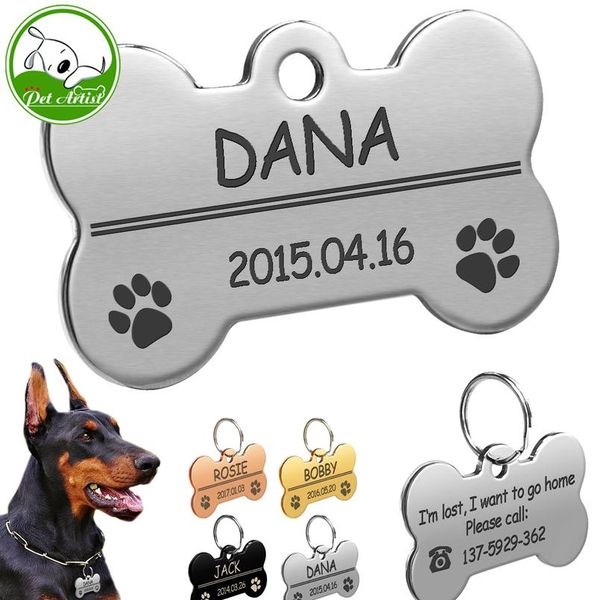 

stainless steel custom pet dog id tags personalized bone id tag engraved for dogs cats anti-lost name id tag collar acc bbyvfa