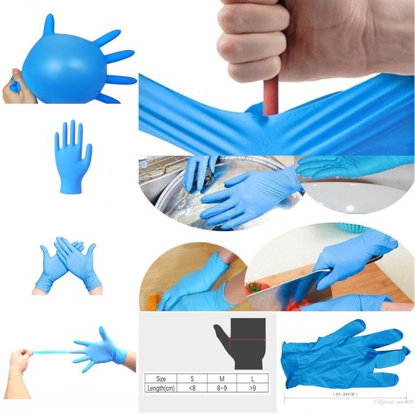 

blue gloves nitrile universal household disposable garden cleaning 9 inch gloveacn