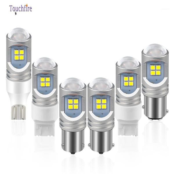 

emergency lights 100pcs/lot t20 7440 7443 1156 p21w led car bulb 3030 12smd canbus 6000k white amber 10-30v 2400lm auto lamp reverse brake l