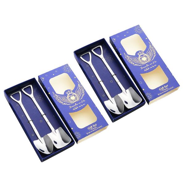 

2 box christmas gift spoon stainless steel coffee spoon shovel kids ice spoon christmas tableware new year gift h bbybeg