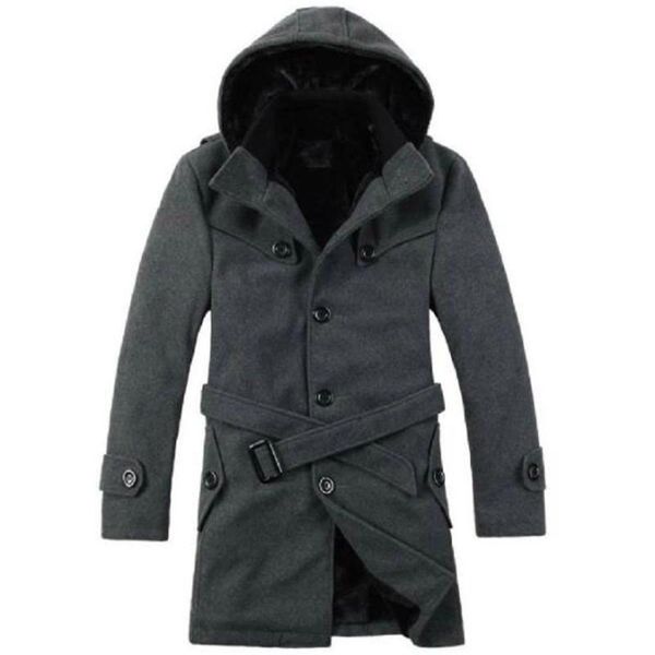 

winter wool coat men long sections jackets thick warm woolen coats mens casual jacket mens clothing overcoat nice fashion, Black