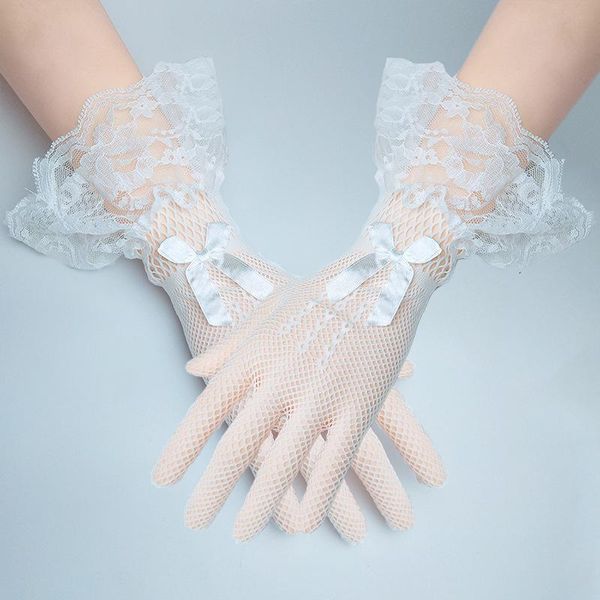 

red 1 pair lace white ivory black party gloves finger short wedding accessories black wrist length mariage gelin gloves h sqcqdo