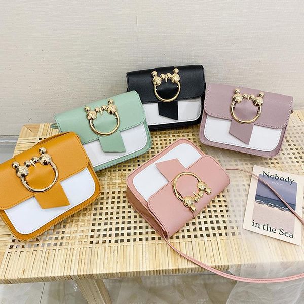 

korean version of the contrast color shoulder small square bag 2020 summer and autumn new messenger ladies mobile phone bag