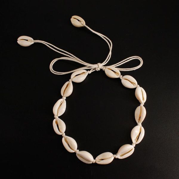 

natural shell trendy rope chain knot clavicle necklace women fashion summer beach bohemian collar chokers necklaces jewelry, Silver