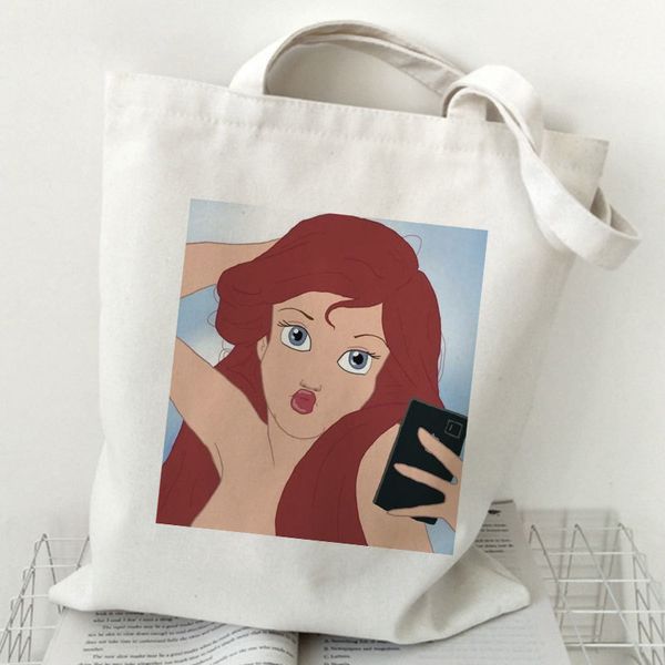 

funny princess print handbag harajuku ulzzang women shoulder canvas bags summer new hip hop streetwear chic casual crossbody bag c0202