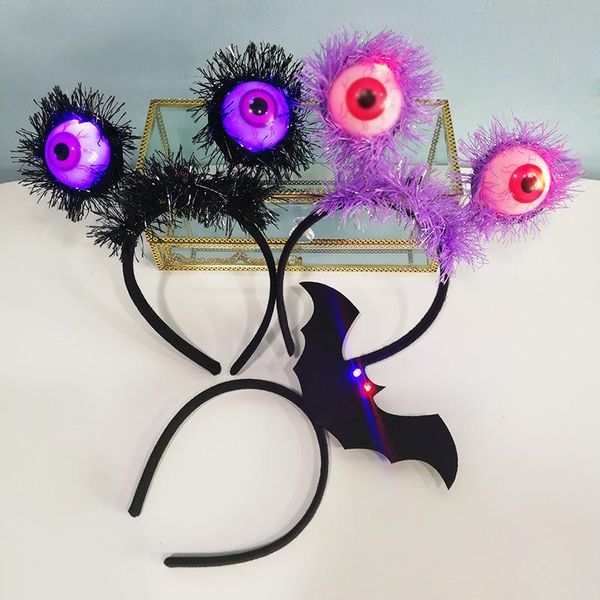 

halloween glowing ghost eyes head hoop led headband bat luminous head hoop halloween christmas party decoration prop hair clasp vt0621