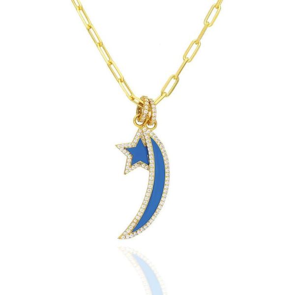 

chains multilayer crystal pendant necklace women gold color beads moon star horn choker necklaces jewelry, Silver