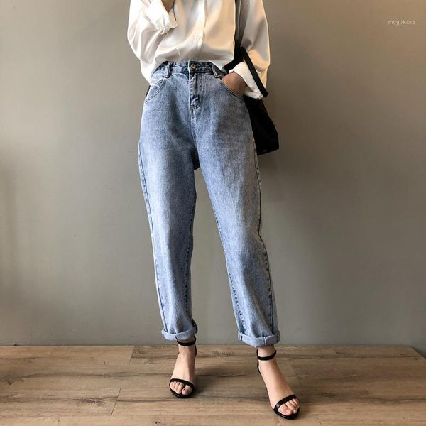 

2020 women denim jeans high waist loose wide leg women denim pants long jeans harem pants trousers female1, Blue