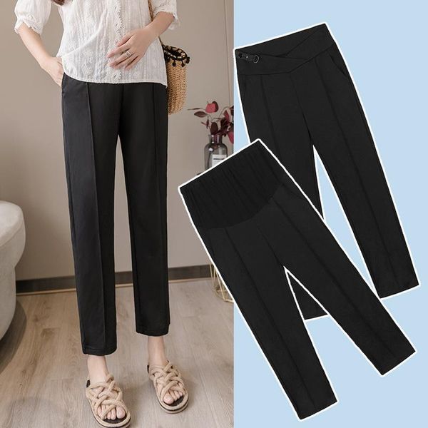 

autumn maternity pants 2020 new casual fashion solid cropped pants for pregnant women maternity loose soft harem trousers, White