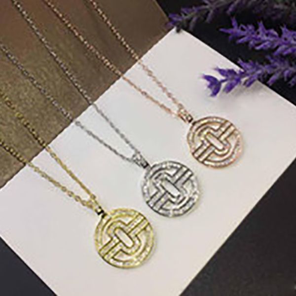 

2019 designer brand round necklace rose gold platinum gold plated 18k thick gold necklace ing, Silver