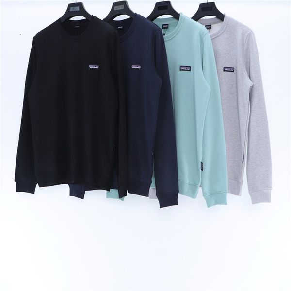 

men's fashion brand patagonia printed round neck long sleeve fashion, Black