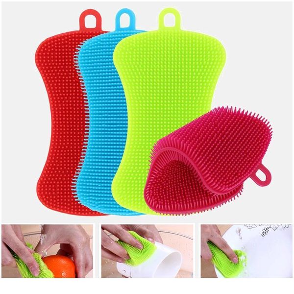 

1/3/4pcs sile dishwashing brush pot pan sponge scrubber fruit vegetable dish washing cleaning brushes kitchen cleani sqcqzi