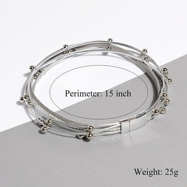 

bracelets casual personalized bangles multi-layer bead leather wrap adjustable wristbands alloy bracelet with magnetic c 3ydg, Black