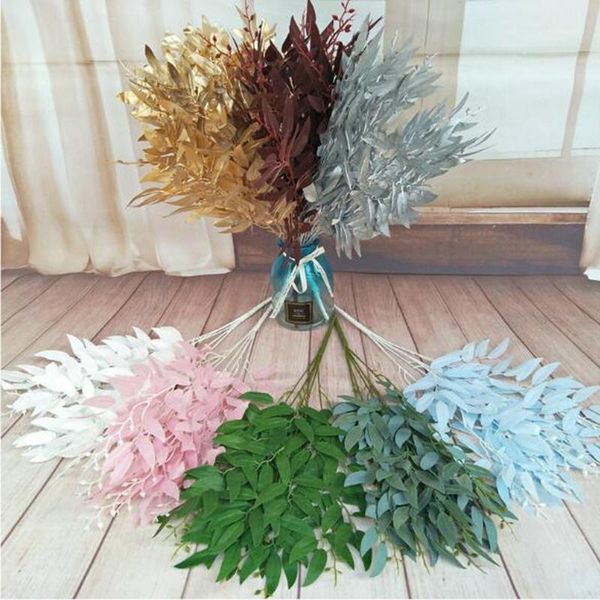 

decorative flowers & wreaths artificial leaves bouquet fake willow jungle wedding backdrop decoration christmas faux foliage vine party home