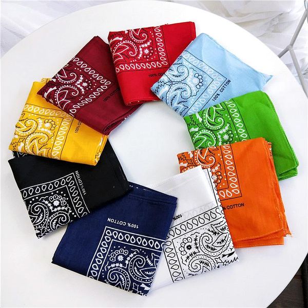 

scarves 2021 cotton scarf women hip hop foulard bandana print square hair neck kerchief wraps magic head band, Blue;gray