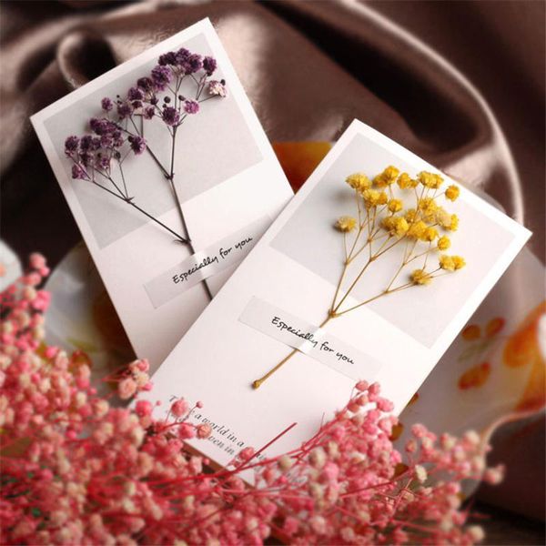 Blumen Grußkarten Gypsophila getrocknete Blume handschriftliche Segensgrußkarte Geburtstagsgeschenkkarte Hochzeitseinladungen DHL WJY591