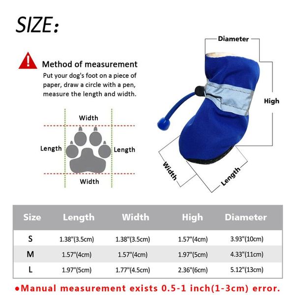 

4pcs waterproof winter pet dog shoes anti-slip rain snow boots footwear thick warm for small cats dogs puppy dog socks wmtnhz