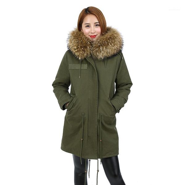 

100% large real fur collar hooded 2019 winter jacket women long parka thick 90% white duck down coat female winter coat women1, Black