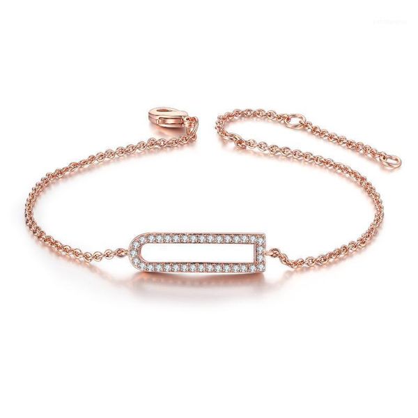 

link for women simple geometric hollow cubic zirconia rose gold silver color party gift fashion jewelrylink chain, Black