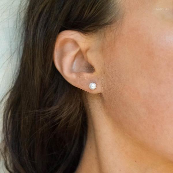 

accessories simple pearl stud earrings 316l stainless steel earrings1, Golden;silver