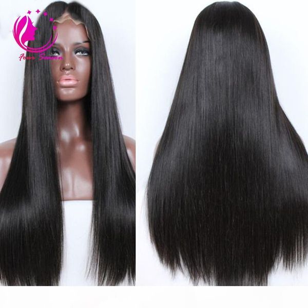 

soft silky straight brazilian virgin human hair wigs glueless lace front wigs for black women natural hairline baby hair, Black;brown