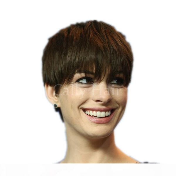 

indian hair short bob lace front natural straight wigs 100% brazilian human hair side part fashion glueless short lace front wigs, Black;brown