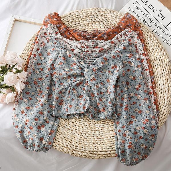 

heliar 2020 summer slash shoulder chiffon blouse women flower printed blouse casual womens and blouses women spring, White