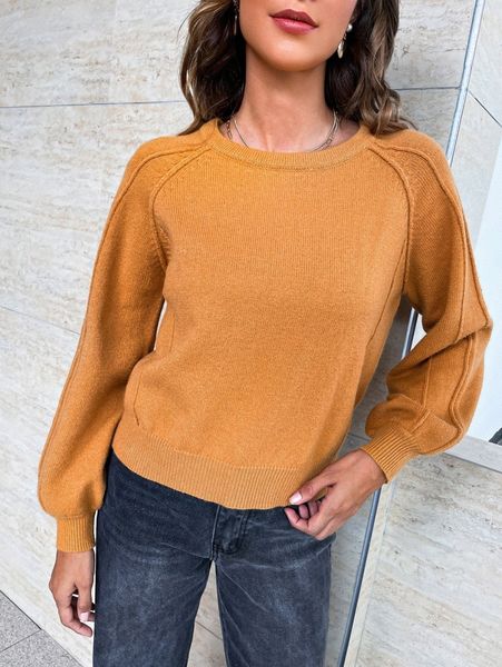 

sollinarry raglan sleeve seam detail sweater l81k#, White