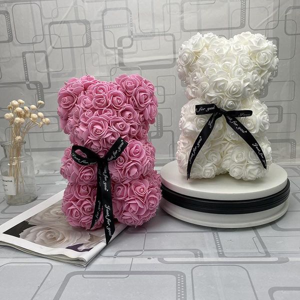 

valentines day gift 25cm red rose teddy bear rose flower artificial decoration christmas gifts women valenti bbyhhs