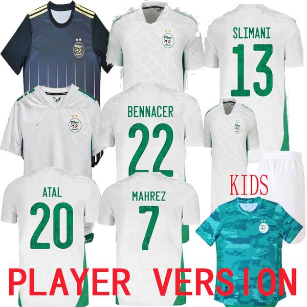 

2020 2021 algeria mahrez soccer jerseys argelia 20 21 atal feghouli slimani green black men kids training football shirts player version, Black;yellow