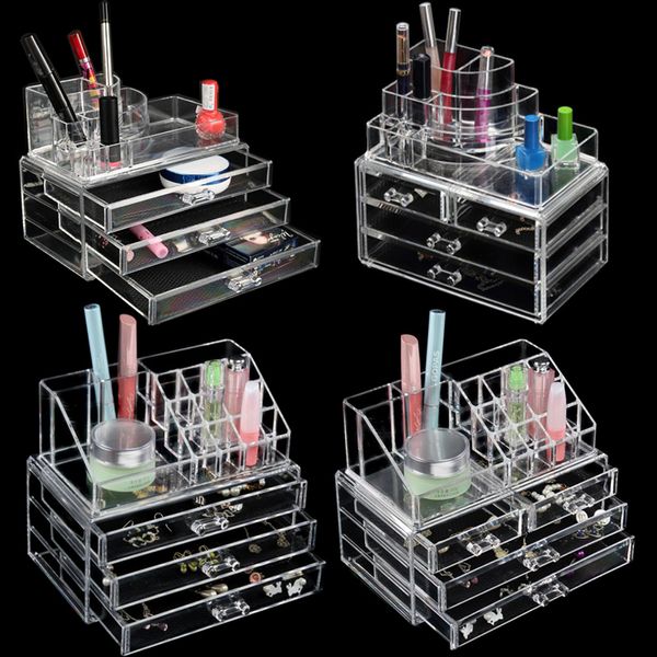 5 estilos transparente plástico home gaveta mesa desktop caixa de armazenamento organizador claro acrílico maquiagem compõem organizador para cosmético y200111