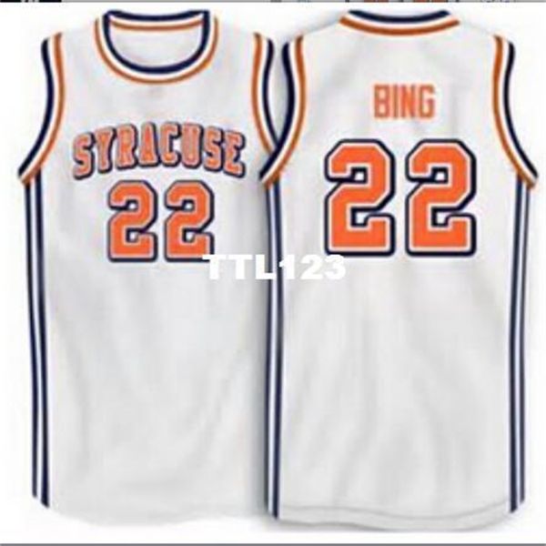 

vintage men #22 syracuse dave bing mesh fabric full embroidery jersey size s-4xl or custom any name or number college jersey, Black