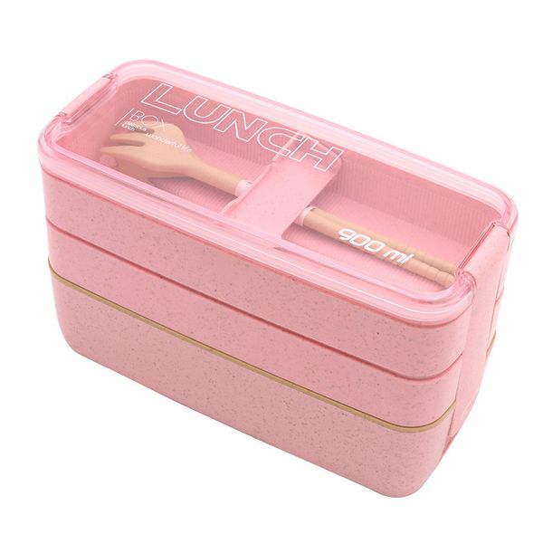 Küche Kunststoff Mikrowelle Bento Box Outdoor Picknick Lebensmittel Lagerung Container Umweltfreundliche Lunchbox für Kinder Schule Geschirr Set Y200429