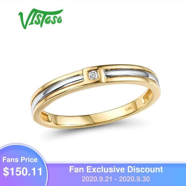 

vistoso pure 14k 585 two-tone золото игристых бриллиантовое кольцо для женщин обручальное кольцо обручальное сжатый модный подарок изящных ю, Golden;silver