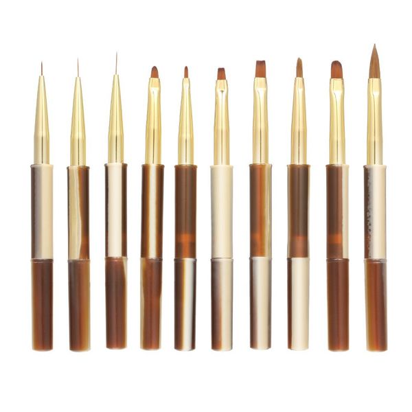

10pcs uv gel acrylic nail brushes kit for false nail tips builder nail art design painting liner pen set, Yellow