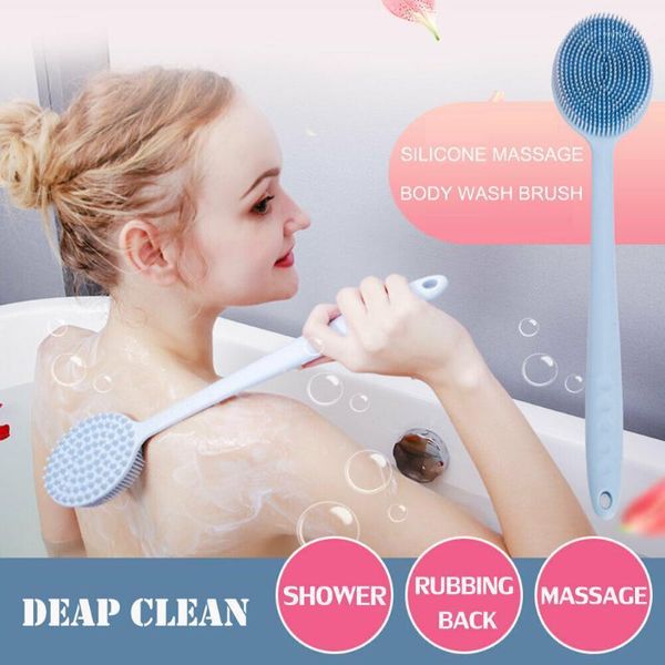 

long handle silicone body brush massage cleaning shower skin-friendly scrubber bath massage brushes1