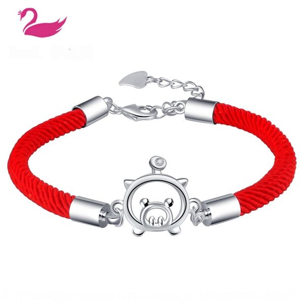 

fashionable and simple new pig zodiac bracelet girl fashion cute red rope bracelet lp07q, Golden;silver