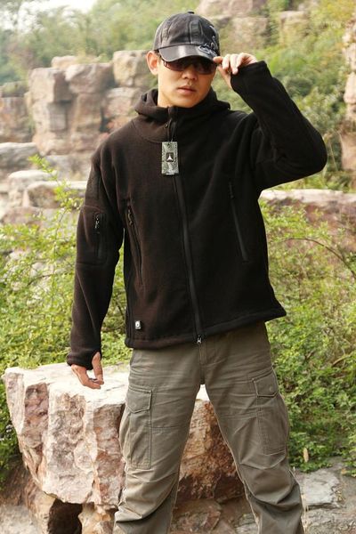 

men's jackets fall-tactical man fleece jacket polartec thermal breathable polar hooded coat outerwear army clothes softshell1, Black;brown