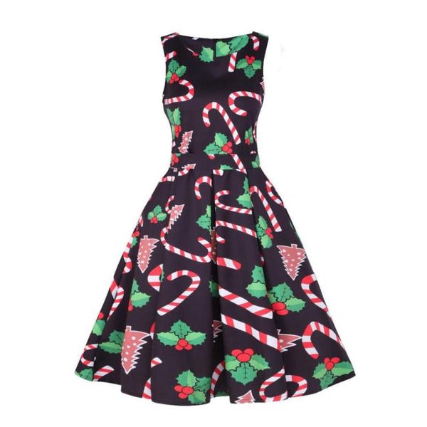 

women christmas print pin up swing lace party panel dress women elegant summer autumn christmas dresses 2020 c30816, Black;gray