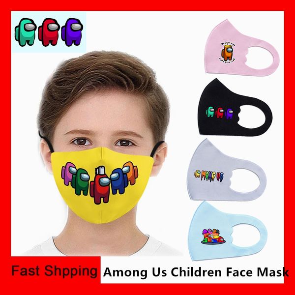 

2020 game among us print designer face masks reusable black pink blue gray mix pattern children mouth mask anti dust kids face mask