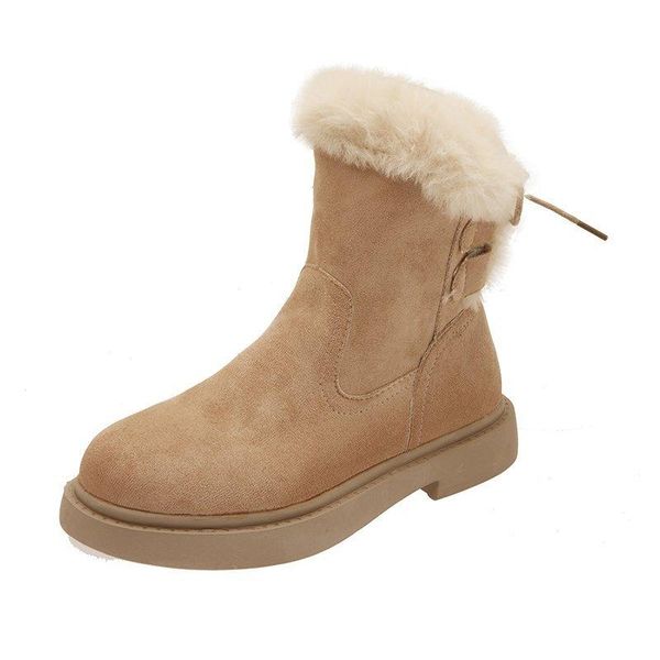 

snow boots female high help thick bottom non-slip winter shoes female 2020 new flat bottom wild plus warm velvet boots, Black