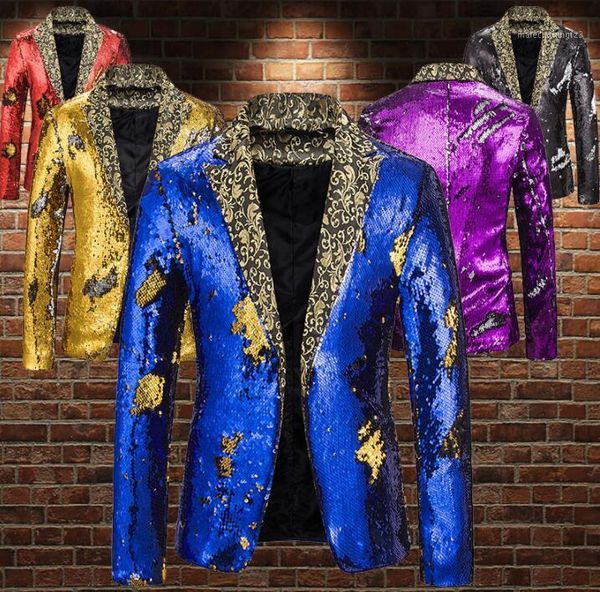 

men's suits & blazers glossy sequins blazer men designs jacket mens stage costumes singers clothes dance star style masculino homme ter, White;black
