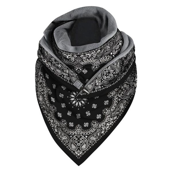 

women winter polar fleece triangle scarf ethnic leopard blanket bib neck warmer, Blue;gray