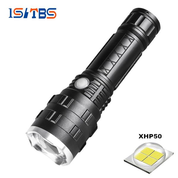 

flashlight led xhp50 chip ultra bright torch outdoors waterproof zoomable rechargeable 18650 28650 battery hiking camping light bbypkm