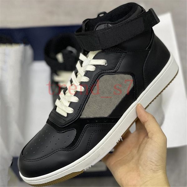 

men b27 oblique sneakers women platform trainers calfskin lace-up casual shoes high and low runner shoes size 35-45, Black